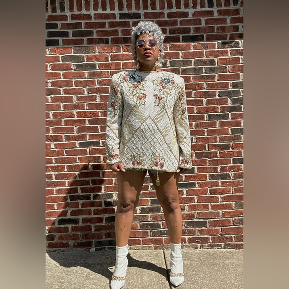 Vintage Beaded Sequin Dinner Jacket Size 2X - Picture 2 of 5